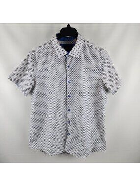 AZARO Uomo Shirt Mens XL Multi Geometric S/S Polo Made in Italy